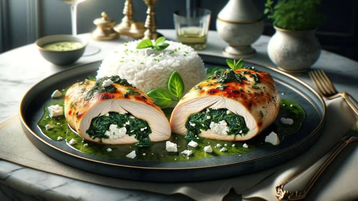 Kuracie prsia plnené špenátom a feta syrom Kuracie prsia plnené špenátom a feta syrom